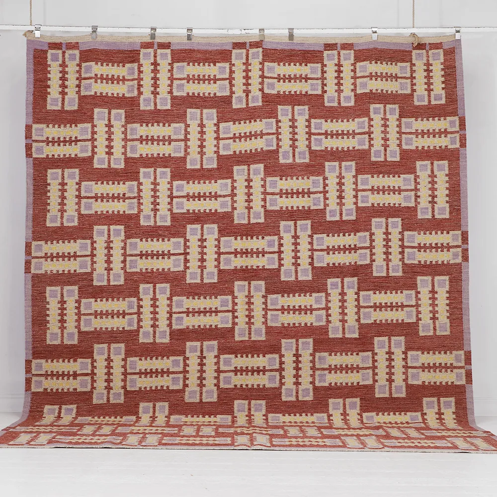 Rug's and Kilim Handwoven Swedish Geometric Flatweave Wool Rug