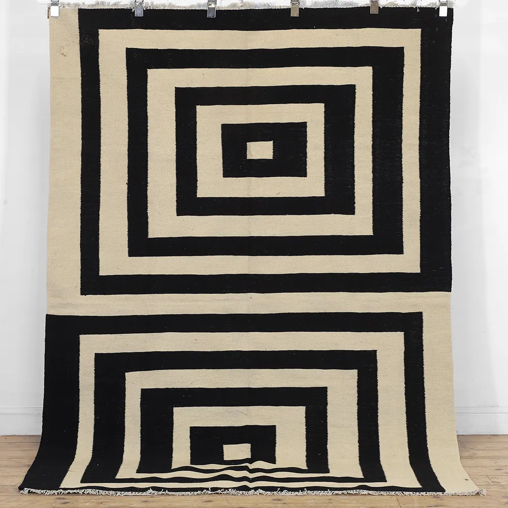 Rug's and Kilim Handwoven Concentric Geometric Scandinavian Wool Rug