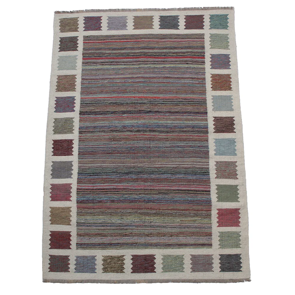 Rug's and Kilim Handwoven Nordic Texture Flatweave Wool Rug