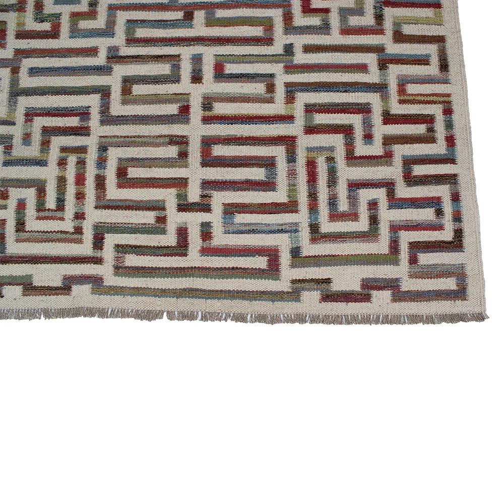 Rug's and Kilim Handwoven Maze Design Scandinavian Wool Rug - Image 2