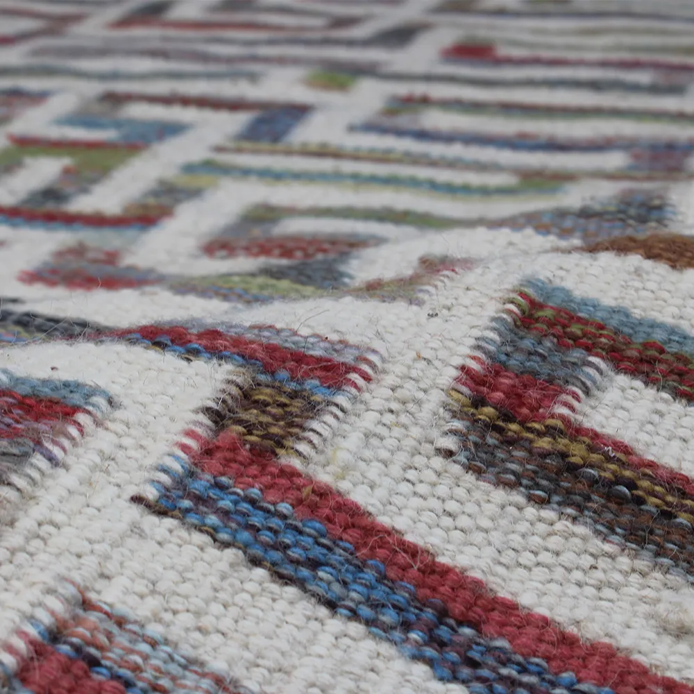 Rug's and Kilim Handwoven Maze Design Scandinavian Wool Rug - Image 4