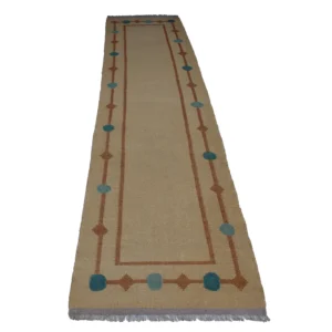 Rug's and Kilim Modern Flatweave Geometric Runner Wool Rug