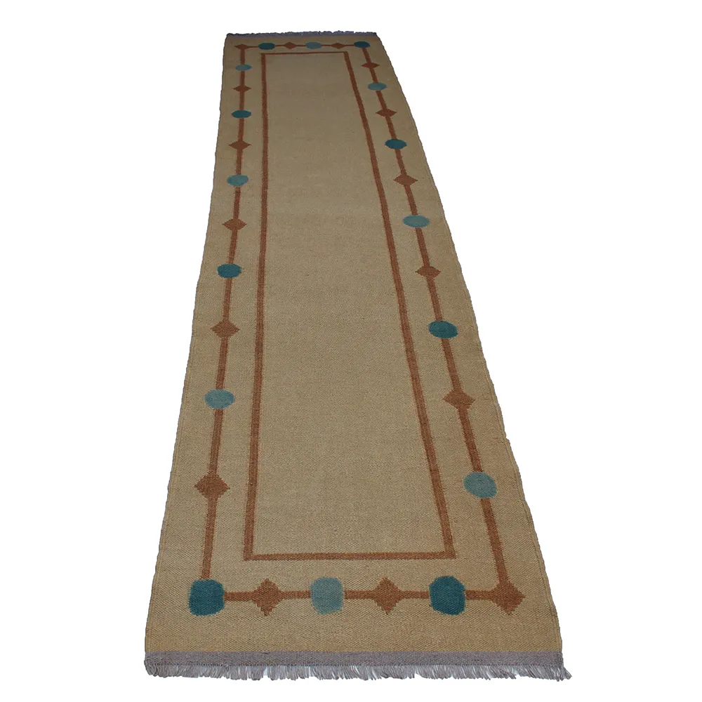Rug's and Kilim Modern Flatweave Geometric Runner Wool Rug