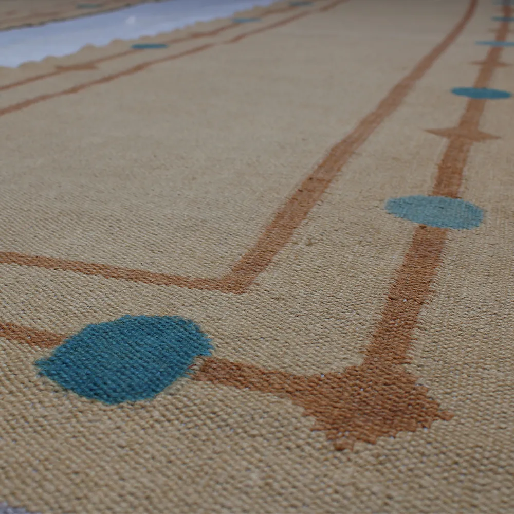 Rug's and Kilim Modern Flatweave Geometric Runner Wool Rug - Image 3