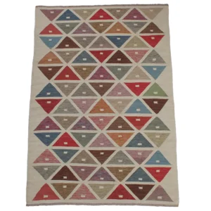Rug's and Kilim Handwoven Swedish Triangle Pattern Wool Rug