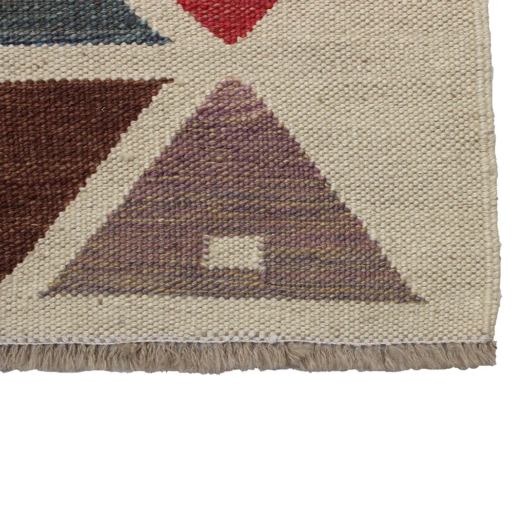 Rug's and Kilim Handwoven Swedish Triangle Pattern Wool Rug - Image 3
