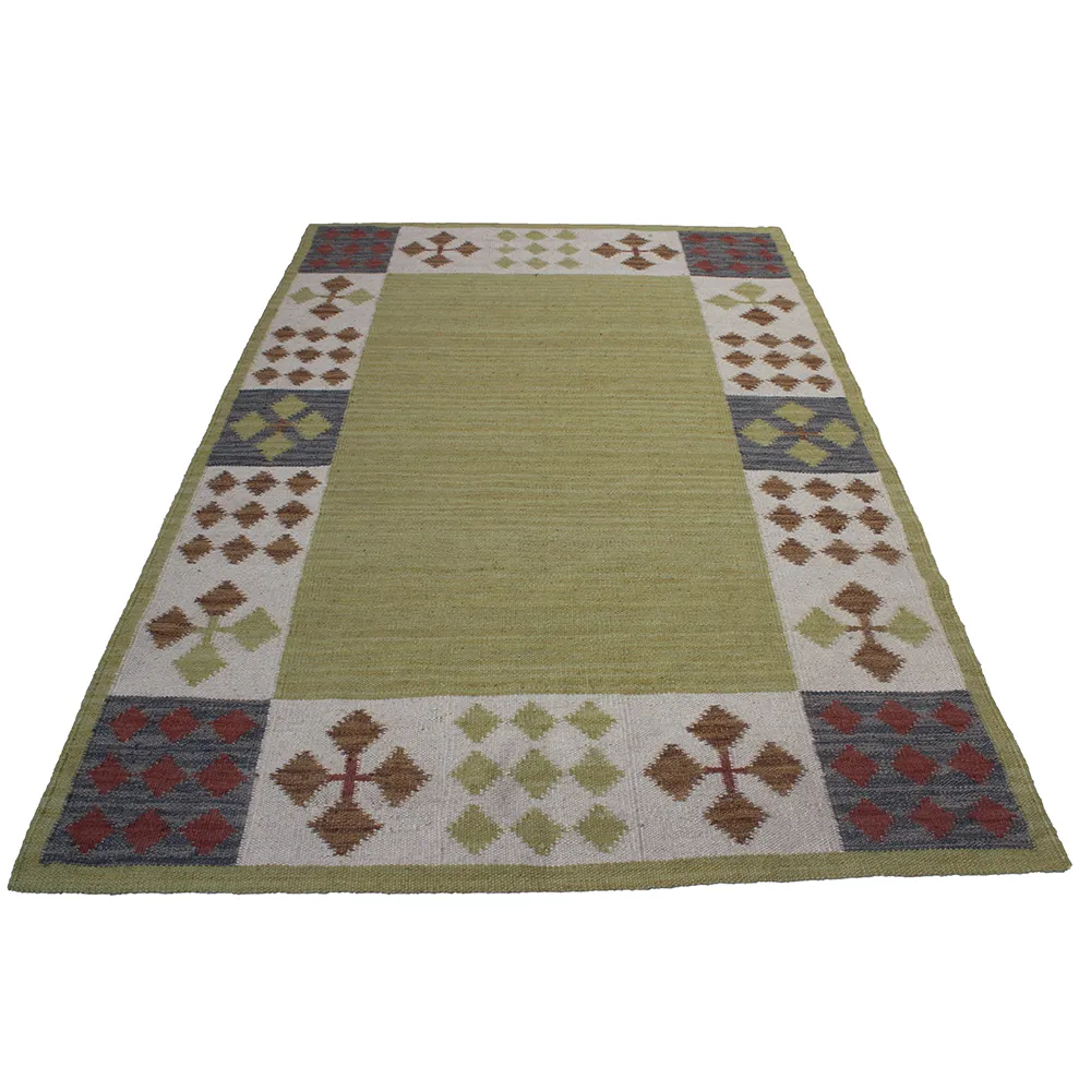 Rug's and Kilim Modern Folk Art Flatweave Wool Rug