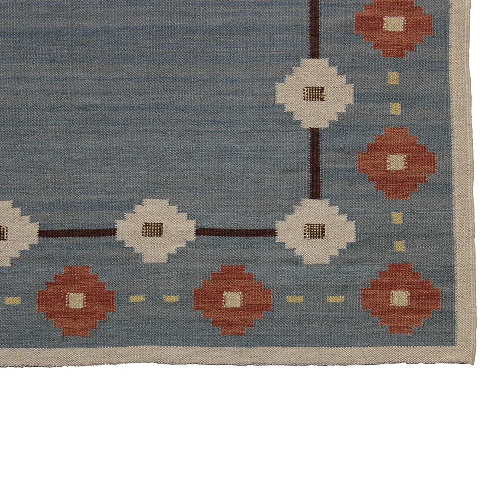 Rug's and Kilim Modern Handmade Swedish Blue Frame Wool Rug - Image 2