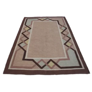Rug's and Kilim Modern Handmade Diamond Border Wool Rug