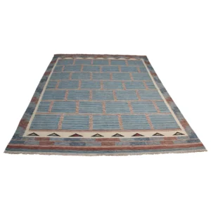 Rug's and Kilim Handwoven Swedish Brick Pattern Flatweave Wool Rug