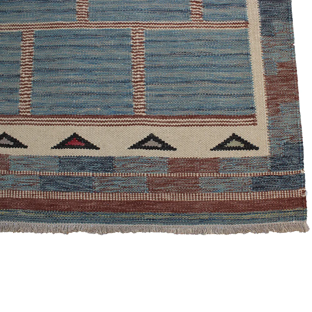 Rug's and Kilim Handwoven Swedish Brick Pattern Flatweave Wool Rug - Image 3