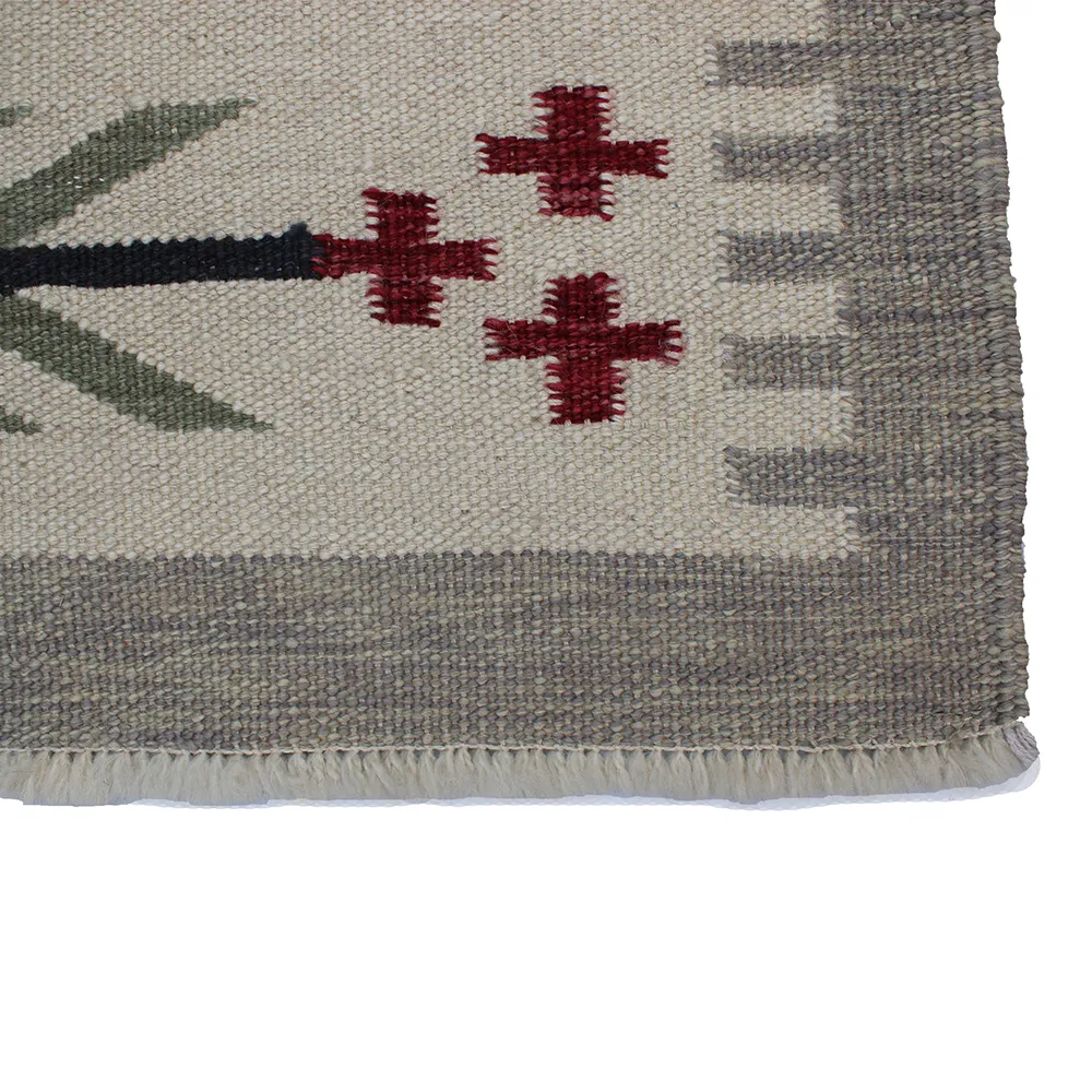 Rug's and Kilim Handwoven Swedish Tribal Motif Flatweave Wool Rug - Image 4