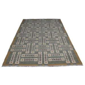 Rug's and Kilim Modern Handmade Swedish Maze Flatweave Wool Rug