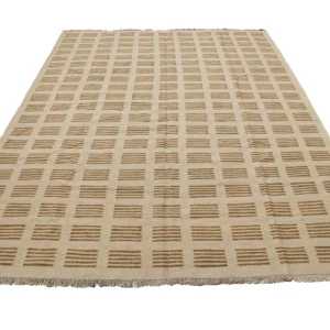 Rug's and Kilim Handwoven Modern Grid Pattern Flatweave Wool Rug