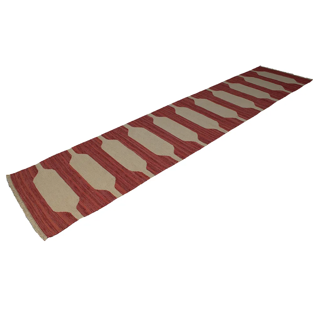 Rug's and Kilim Handwoven Nordic Runner Geometric Flatweave Wool Rug - Image 4