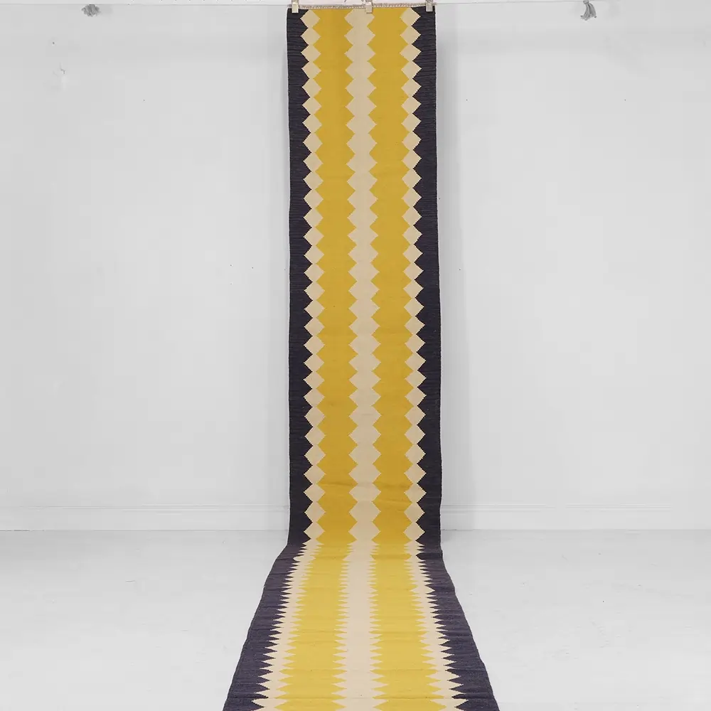 Rug's and Kilim Handwoven Zigzag Scandinavian Flatweave Wool Runner Rug